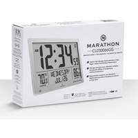 Horloge à réglage automatique à calendrier complet avec de très grands caractères, Numérique, À piles, Blanc OR500 | Oxymax Inc