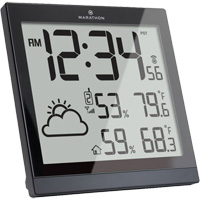 Station météorologique et horloge à réglage automatique, Numérique, À piles, Noir OR504 | Oxymax Inc