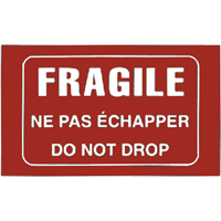 "Fragile" Bilingual Special Handling Labels, 5" L x 3" W, White on Red Oxymax Inc