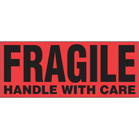 "Fragile Handle with Care" Special Handling Labels, 5" L x 2" W, Black on Red Oxymax Inc