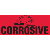 "Corrosive" Special Handling Labels, 5" L x 2" W, Black on Red Oxymax Inc