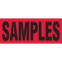 "Samples" Special Handling Labels, 5" L x 2" W, Black on Red PB424 | Oxymax Inc