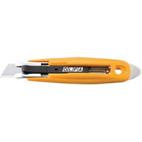 Self-Retracting Safety Knife with Tape Slitter, 17.5 mm, Carbon Steel, Plastic Handle Oxymax Inc