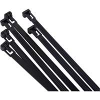 Re-Usable Cable Tie, 8" Long, 50 lbs. Tensile Strength, Black Oxymax Inc