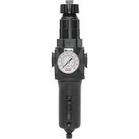 Filtre/r&eacute;gulateur drain manuel avec bol en m&eacute;tal et manom&egrave;tre Modulair 400, 1/2" NPT, 200 psi, Capacit&eacute; de 9,1 oz liq. Oxymax Inc