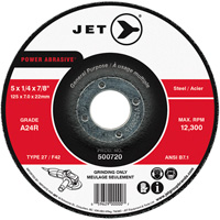 Meule POWER ABRASIVE, 5" x 1/4", Arbre 7/8", Type 27 Oxymax Inc