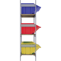 Wide Span Shelving with Jumbo Plastic Bins, Steel, Boltless, 800 lbs. Capacity, 66" W x 60" H x 18" D Oxymax Inc
