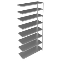 Shelving Unit, Galvanized Steel, Slotted Angle, 300 lbs. Capacity, 48" W x 96" H x 15" D Oxymax Inc