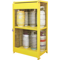 Gas Cylinder Cabinets, 12 Cylinder Capacity, 44" W x 30" D x 74" H, Yellow Oxymax Inc