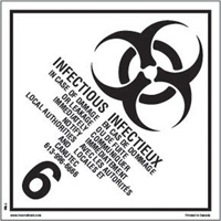 Étiquettes d'expédition TMD substances infectieuses, 4" lo x 4" la, Noir sur blanc SAG874 | Oxymax Inc