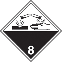 Étiquettes d'expédition TMD matières corrisives, 4" lo x 4" la, Noir sur blanc SAG882 | Oxymax Inc