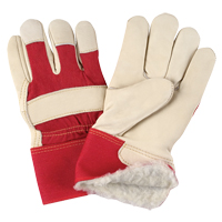Gants d'ajusteur rouge & blanc doublés pour l'hiver de première qualité, T-Grand, Paume en Cuir fleur de vache, Doublure en Boa SDL882 | Oxymax Inc