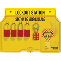 Lockout Station, Aluminum Padlocks, 4 Padlock Capacity, Padlocks Included Oxymax Inc
