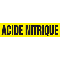 Marqueur de tuyau "Acid Nitrique", Autocollant, 4" h x 24" la, Noir sur jaune Oxymax Inc