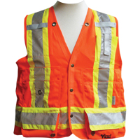 Surveyor Safety Vest, High Visibility Orange, Medium, Polyester Oxymax Inc