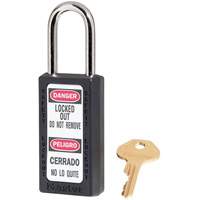 411 Zenex Safety Padlocks, Black, Keyed Alike, Thermoplastic, 1-1/2" Width Oxymax Inc