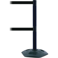 Poteau robuste &agrave; ligne double, Plastique, 38" h, Ruban Noir, Longueur du ruban 7,5' Oxymax Inc