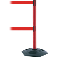 Poteau robuste &agrave; ligne double, Plastique, 38" h, Ruban Rouge, Longueur du ruban 13' Oxymax Inc