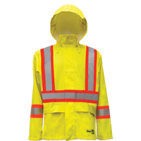 Vestes de s&eacute;curit&eacute; imperm&eacute;ables ignifuges haute visibilit&eacute; en polyur&eacute;thane, Petit, Jaune lime haute visibilit&eacute; Oxymax Inc