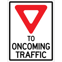 "Yield to Oncoming Traffic" Roll-Up Sign Traffic Sign, 36" x 48", Vinyl, English with Pictogram Oxymax Inc