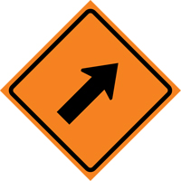 Right Diagonal Arrow Roll-Up Traffic Sign, 36" x 36", Vinyl, Pictogram Oxymax Inc