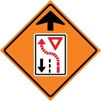 Yield Ahead Roll-Up Traffic Sign, 29-1/2" x 29-1/2", Vinyl, Pictogram Oxymax Inc