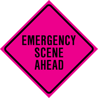 "Emergency Scene Ahead" Roll-Up Traffic Sign, 36" x 36", Vinyl, English Oxymax Inc