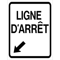 "Ligne d'Arr&ecirc;t" Roll-Up Traffic Sign, 23-3/5" x 29-1/2", Vinyl, French with Pictogram Oxymax Inc