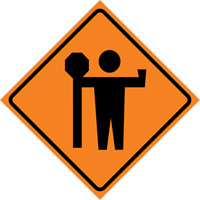 Flagman Roll-Up Sign Traffic Sign, 36" x 36", Vinyl, Pictogram Oxymax Inc