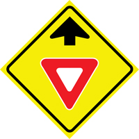 "Yield Ahead" Roll-Up Traffic Sign, 36" x 36", Vinyl, Pictogram Oxymax Inc