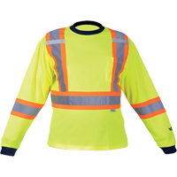Safety Long Sleeve Shirt, Polyester, Medium, High Visibility Lime-Yellow Oxymax Inc