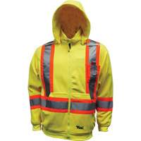 Safety Fleece Hoodie, Polyester, Small, High Visibility Lime-Yellow Oxymax Inc
