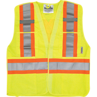 Traffic Safety Vest, High Visibility Lime-Yellow, Medium/Small, Polyester Oxymax Inc