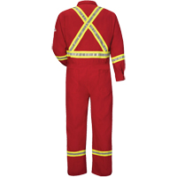 Flame-Resistant Deluxe Coveralls with Reflective Trim, Size 38, Red, 5.6 cal/cm² Oxymax Inc