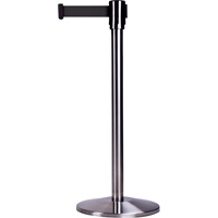 Barri&egrave;res sur pieds pour le contr&ocirc;le des foules, Acier, 35" h, Ruban Noir, Longueur du ruban 7' Oxymax Inc