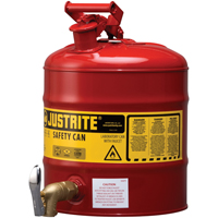 Bidon avec robinet s&eacute;curitaires pour laboratoires, Type I, Acier, 5 gal. US, Rouge, Homologu&eacute; FM Oxymax Inc