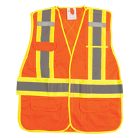 Flame-Resistant Surveyor Vest, High Visibility Orange, Medium, Polyester Oxymax Inc