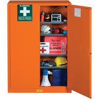Armoires de rangement pour préparation aux situations d'urgence, Acier, 4 Tablettes, 65" h x 43" la x 18" P, Orange SEG861 | Oxymax Inc