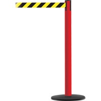 Montant pour syst&egrave;me Advance TensaBarrier, Acier, 36" h, Ruban Noir/Jaune, Longueur du ruban 7,5' Oxymax Inc