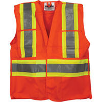 Traffic Safety Vest, High Visibility Orange, Medium/Small, Polyester Oxymax Inc