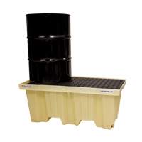 Nestable 2-Drum Poly-Spillpallet Without Drain, 66 US gal. Spill Capacity, 51" x 26" x 21" Oxymax Inc