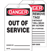 Tags By-The-Roll Safety Tags, Cardstock, 3" W x 6-1/4" H, English Oxymax Inc