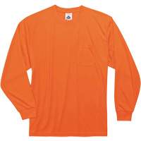 GloWear 8091 Non-Certified Long Sleeve T-Shirt, Polyester, Small, High Visibility Orange Oxymax Inc