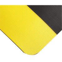 Corrugated Switchboard Matting No.702, 3' W x 10' L, 1/4" Thickness, Black/Yellow, PVC Oxymax Inc