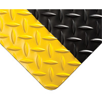Diamond-Plate Switchboard Matting No.701, 3' W x 75' L, 1/4" Thickness, Black/Yellow, PVC Oxymax Inc