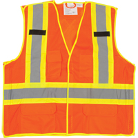 Veste de sécurité détachable en cinq points de première qualité, Orange haute visibilité, Grand/T-Grand, Polyester, CSA Z96 classe 2 - niveau 2 SFQ532 | Oxymax Inc
