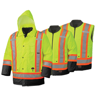 5021BB Manteau de s&eacute;curit&eacute; 6 en 1 imperm&eacute;able, Jaune lime haute visibilit&eacute;, 2T-Grand Oxymax Inc