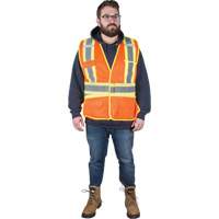 Flame-Resistant Surveyor Vest, High Visibility Orange, Medium, Polyester Oxymax Inc