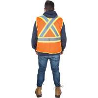 Flame-Resistant Surveyor Vest, High Visibility Orange, Medium, Polyester Oxymax Inc