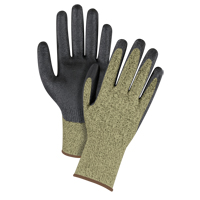 Gants &eacute;lastiques sans coutures r&eacute;sistants &agrave; la coupe noir & jaune, Taille Grand/9, Calibre 13, Rev&ecirc;tement Mousse de nitrile, Enveloppe en Aramide, ASTM ANSI niveau A6 Oxymax Inc